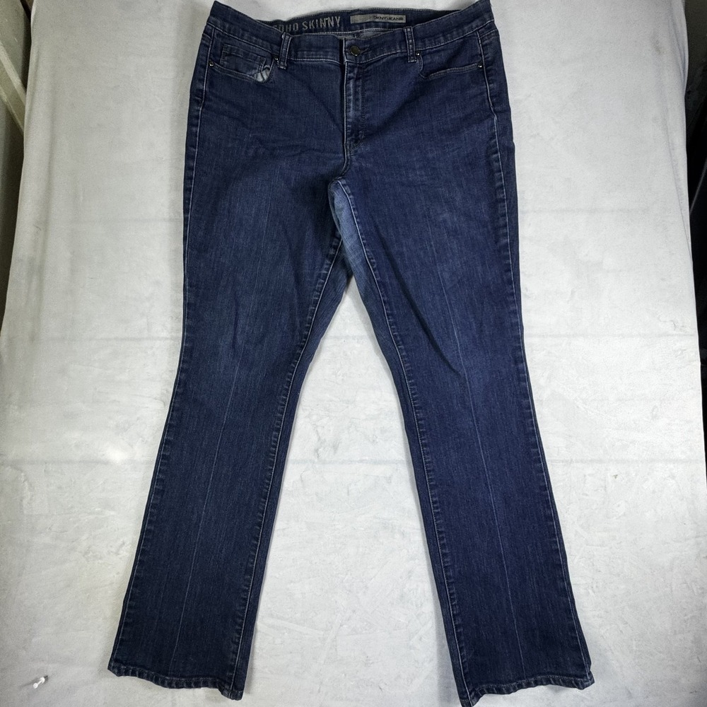DKNY Jeans Womens Soho Skinny Jeans Blue Denim Relaxed‎ 5-Pockets Mid Rise 14